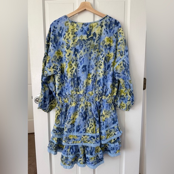 Aerie Rock 'N' Ruffle Mini Dress Blue Yellow Floral Size XL - New without tags! - Picture 4 of 11